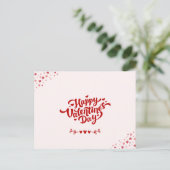 Elegante Script Valentine's Day Postcard Postkarte (Stehend Vorderseite)