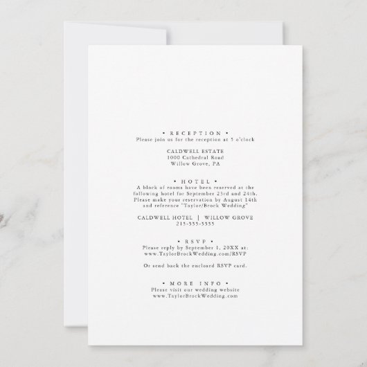 Elegante Script-Vorder- und Rückseite Monogram-Hoc Einladung (Rückseite)