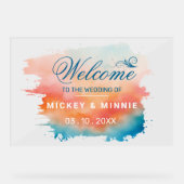 Elegante Script Wasserfarbe gebürstet Begrüßung Acrylschild (Vorderseite)