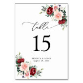 Elegante Script Watercolor Floral Tischnummer (Vorderseite)