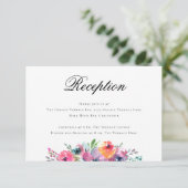 Elegante Script Watercolor Floral Wedding Receptio Begleitkarte (Stehend Vorderseite)