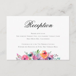 Elegante Script Watercolor Floral Wedding Receptio Begleitkarte