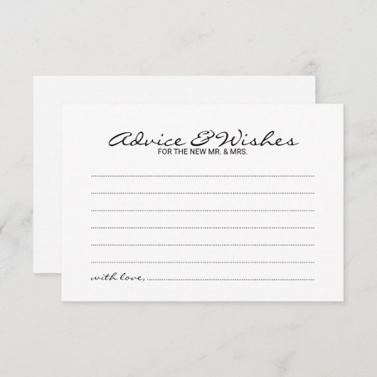 Elegante Script Wedding Advice and Wishings Card Hinweiskarte (Vorne/Hinten)