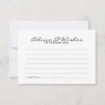 Elegante Script Wedding Advice and Wishings Card Hinweiskarte<br><div class="desc">Fügen Sie Ihrer Hochzeit eine persönliche Touch mit einer eleganten Hochzeitsberatung und Wunschkarte hinzu. Diese Ratgeber-Karte zeigt den Titel im modernen,  schwarz-eleganten Kalligraphie-Schriftart-Stil und Details in Schwarz Sans Serif Schriftart Stil auf weißem Hintergrund. Ideal für Hochzeiten,  Babydusche,  Geburtstagsparty,  Brautparty,  Junggeselinnen-Abschied und alle besondere Anlässe.</div>