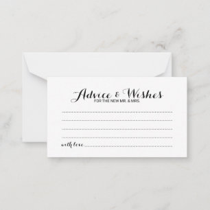 Elegante Script Wedding Advice and Wishings Card Hinweiskarte