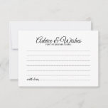 Elegante Script Wedding Advice and Wishings Card Hinweiskarte<br><div class="desc">Fügen Sie Ihrer Hochzeit eine persönliche Touch mit einer eleganten Hochzeitsberatung und Wunschkarte hinzu. Diese Ratgeber-Karte zeigt den Titel im modernen,  schwarz-eleganten Kalligraphie-Schriftart-Stil und Details in Schwarz Sans Serif Schriftart Stil auf weißem Hintergrund. Ideal für Hochzeiten,  Babydusche,  Geburtstagsparty,  Brautparty,  Junggeselinnen-Abschied und alle besondere Anlässe.</div>