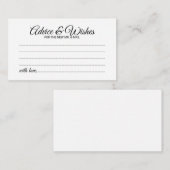 Elegante Script Wedding Advice and Wishings Card Hinweiskarte (Vorne/Hinten)
