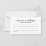 Elegante Script Wedding Advice and Wishings Card Hinweiskarte<br><div class="desc">Fügen Sie Ihrer Hochzeit eine persönliche Touch mit einer eleganten Hochzeitsberatung und Wunschkarte hinzu. Diese Ratgeber-Karte zeigt Titel im schwarz-eleganten Kalligraphie-Schriftart-Stil und Details in schwarz-klassischer Serif-Schriftart-Stil auf weißem Hintergrund. Ideal für Hochzeiten,  Babydusche,  Geburtstagsparty,  Brautparty,  Junggeselinnen-Abschied und alle besondere Anlässe.</div>