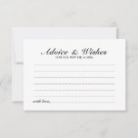 Elegante Script Wedding Advice and Wishings Card Hinweiskarte<br><div class="desc">Fügen Sie Ihrer Hochzeit eine persönliche Touch mit einer eleganten Hochzeitsberatung und Wunschkarte hinzu. Diese Ratgeber-Karte zeigt Titel im schwarz-eleganten Kalligraphie-Schriftart-Stil und Details in schwarz-klassischer Serif-Schriftart-Stil auf weißem Hintergrund. Ideal für Hochzeiten,  Babydusche,  Geburtstagsparty,  Brautparty,  Junggeselinnen-Abschied und alle besondere Anlässe.</div>