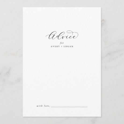 Elegante Script Wedding Advice Card Hinweiskarte (Vorderseite)