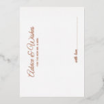 Elegante Script Wedding Advice und wünscht Rose Go Folieneinladung<br><div class="desc">Fügen Sie Ihrer Hochzeit eine persönliche Touch mit einer eleganten Hochzeitsberatung und Wunschkarte hinzu. Diese Ratenkarte zeigt Titel in Rose Goldfolie moderne elegante Kalligraphie Schriftart Stil und Details in Rose Goldfolie Sans Serif Schriftart Stil auf weißem Hintergrund. Ideal für Hochzeiten,  Babydusche,  Geburtstagsparty,  Brautparty,  Junggeselinnen-Abschied und alle besondere Anlässe.</div>