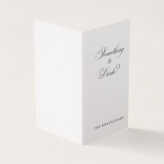 Elegante Script Wedding Bar Menu Platzkarte (Vorderseite)