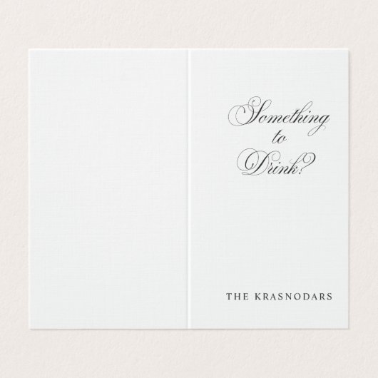 Elegante Script Wedding Bar Menu Platzkarte (Außenseite Aufgefaltet)