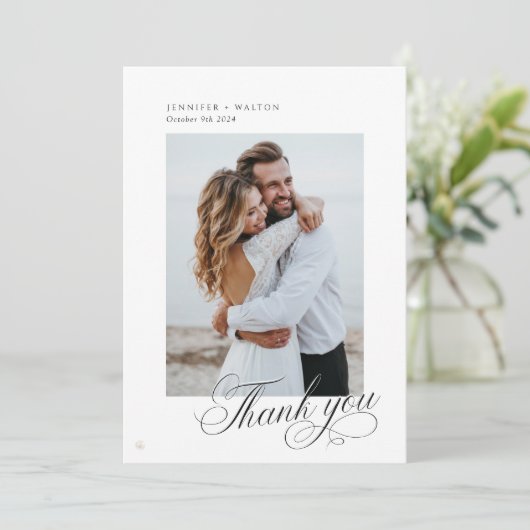 Elegante Script Wedding Dankeschön Card Dankeskarte (Stehend Vorderseite)