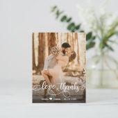 Elegante Script Wedding Dankeschön Foto Postcard Postkarte (Stehend Vorderseite)