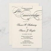 Elegante Script Wedding Einladung - BlackOff White (Vorne/Hinten)