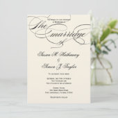 Elegante Script Wedding Einladung - BlackOff White (Stehend Vorderseite)