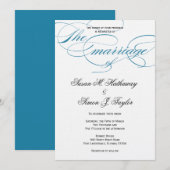 Elegante Script Wedding Einladung - Blau (Vorne/Hinten)