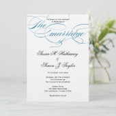 Elegante Script Wedding Einladung - Blau (Stehend Vorderseite)