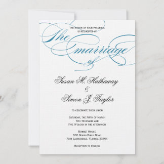 Elegante Script Wedding Einladung - Blau