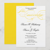 Elegante Script Wedding Einladung - Gelb (Vorne/Hinten)