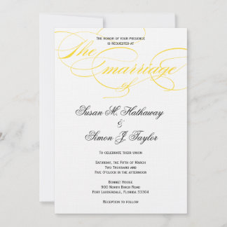 Elegante Script Wedding Einladung - Gelb