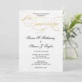 Elegante Script Wedding Einladung - Gold & Black (Stehend Vorderseite)