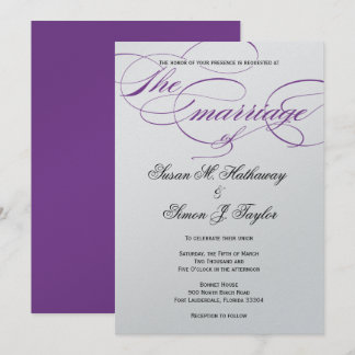 Elegante Script Wedding Einladung - Lila