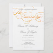 Elegante Script Wedding Einladung - Orange (Vorderseite)