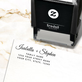 Elegante Script Wedding Family Name Rücksendeadres Permastempel