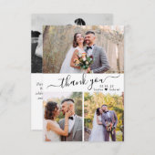 Elegante Script Wedding Foto Collage Dankeskarte (Vorne/Hinten)