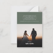 Elegante Script Wedding Fotos Danke Karte (Rückseite)