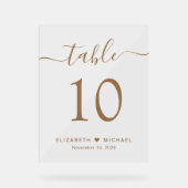 Elegante Script Wedding Gold Tischnummer Acrylschild (Vorderseite)