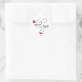 Elegante Script Wedding Hearts Vielen Dank für Ihr Runder Aufkleber (Tasche)