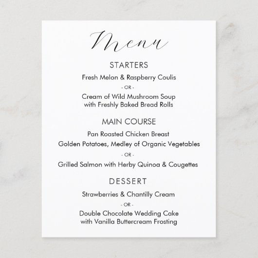 Elegante Script Wedding Menu Card Flyer (Vorne)