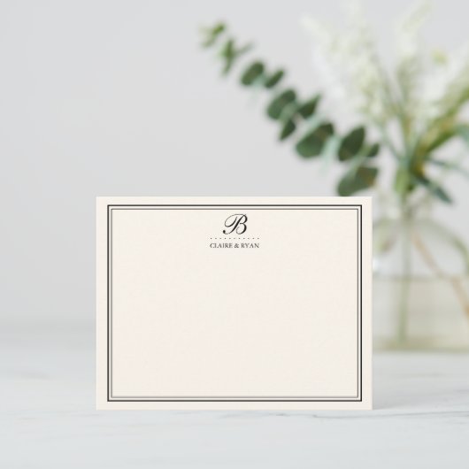 Elegante Script Wedding Monogram Stationery Cards Einladung (Stehend Vorderseite)