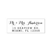 Elegante Script Wedding Mr. and Mrs. Rücksendeadre Gummistempel (Stempel)