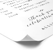 Elegante Script-Wedding Order of Events Sign Poster (Ecke)