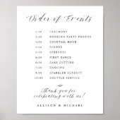Elegante Script-Wedding Order of Events Sign Poster (Vorne)