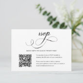 Elegante Script Wedding QR Code Foto RSVP Card Karte (Stehend Vorderseite)