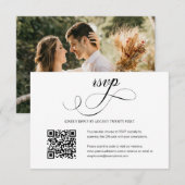 Elegante Script Wedding QR Code Foto RSVP Card Karte (Vorne/Hinten)