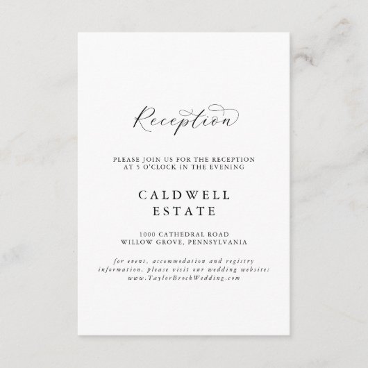 Elegante Script Wedding Reception Insert Card (Vorderseite)