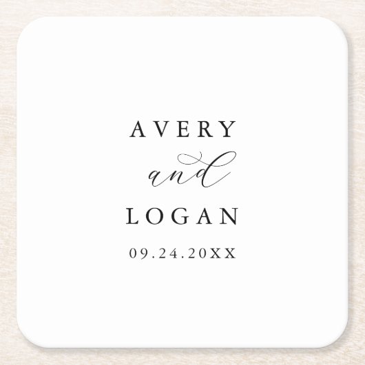 Elegante Script Wedding Rechteckiger Pappuntersetzer (Vorderseite)