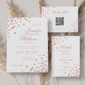 Elegante Script Wedding Rose Gold Confetti QR UAWG Einladung