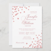 Elegante Script Wedding Rose Gold Confetti QR UAWG Einladung (Vorderseite)
