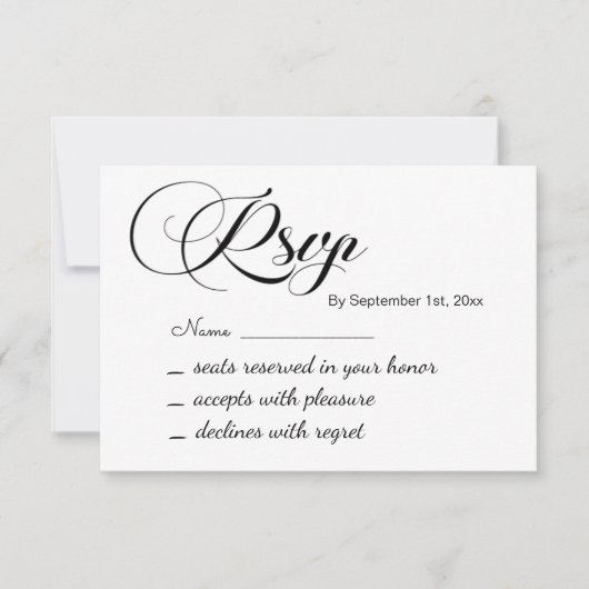 Elegante Script Wedding RSVP Card (Vorderseite)