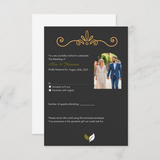Elegante Script Wedding RSVP Card (Vorne/Hinten)