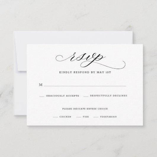 Elegante Script Wedding RSVP Card (Vorderseite)