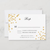 Elegante Script Wedding RSVP Gold Glitzer Confetti Karte (Vorderseite)