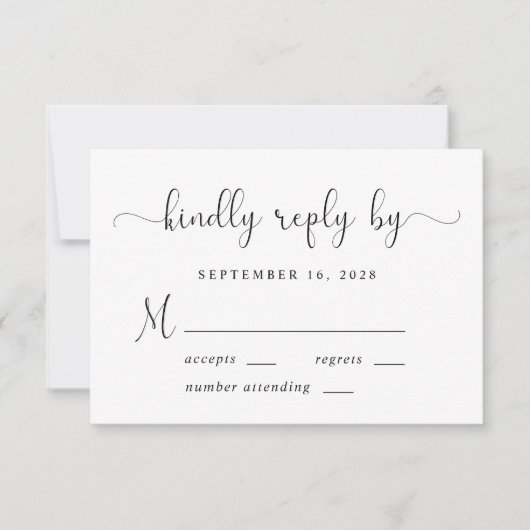 Elegante Script Wedding RSVP Karte (Vorderseite)